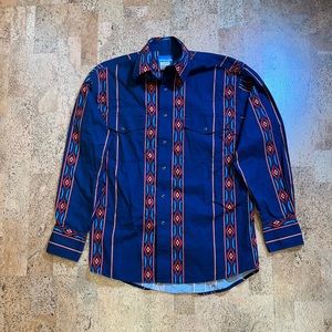 Wrangler Western Shirt C1041 Mens Size Medium Aztec Navajo Print
